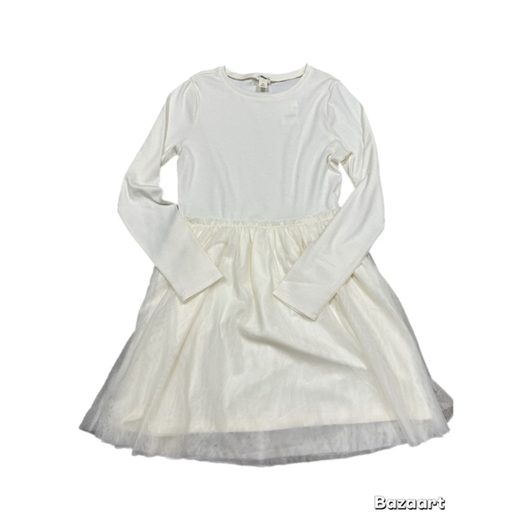 NWT Crewcuts J. Crew Factory Mixed-Media Tulle Dress Long Sleeve Ivory size 12 - Picture 3 of 7